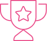 Trophée de Récompense et Succès: Icône d'Excellence Rose Icône de trophée rose avec une étoile au centre, symbolisant la récompense, le succès, l'excellence et l'accomplissement.