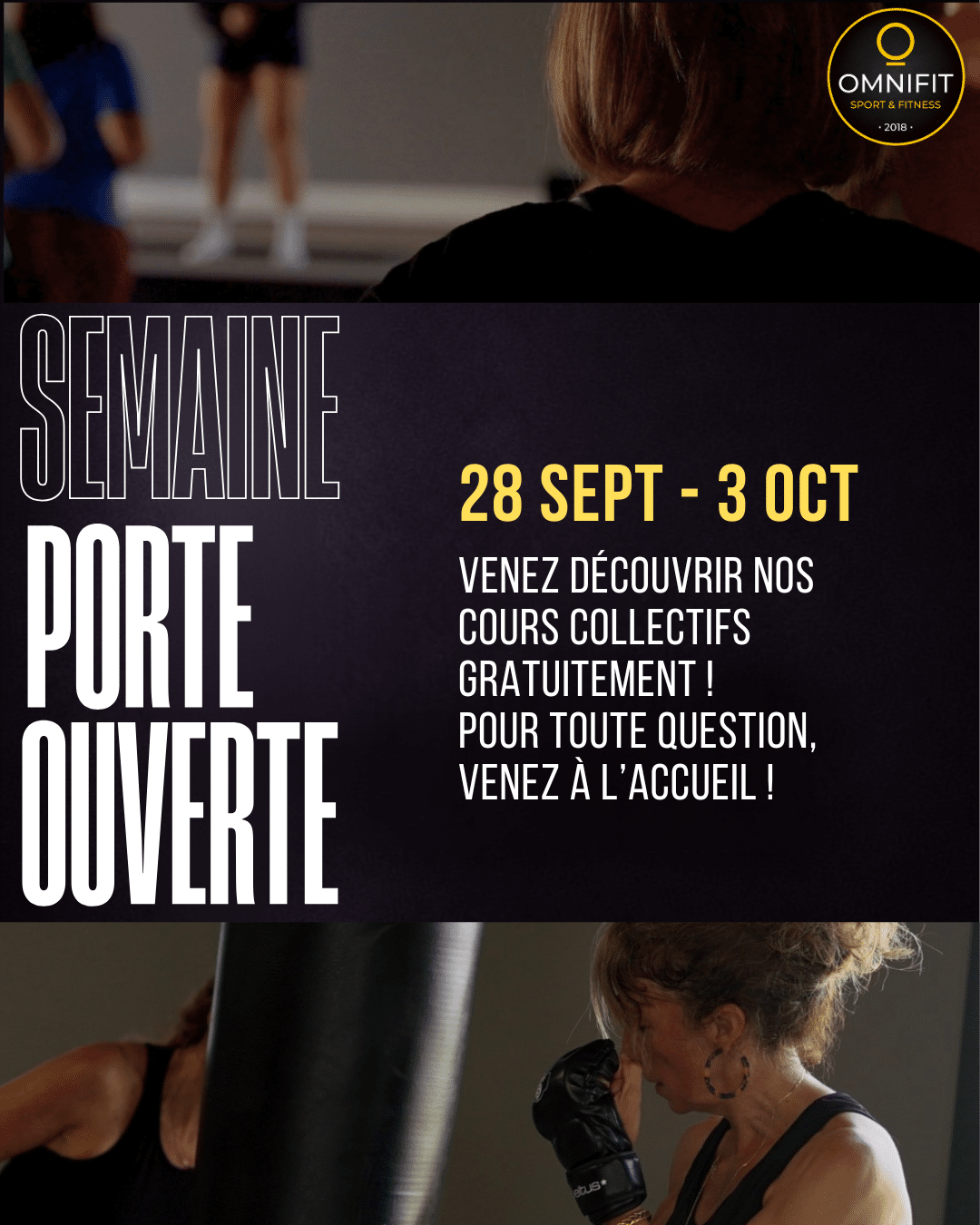 Semaine portes ouvertes Omnifit du 28 septembre au 3 octobre